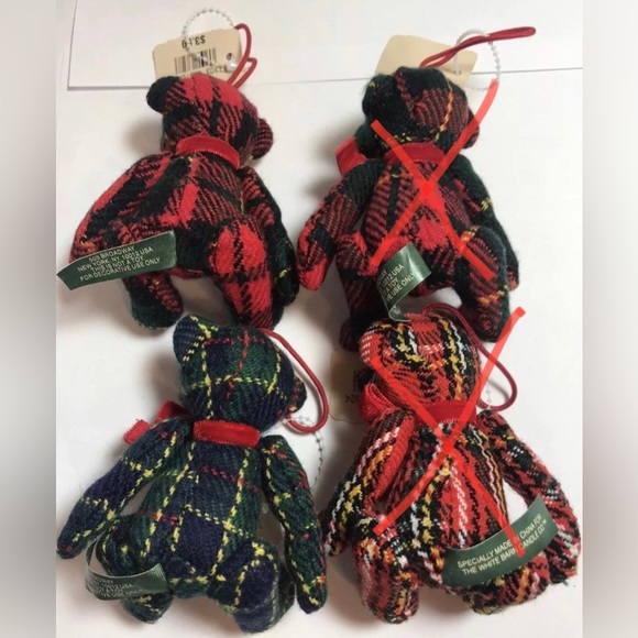 BNWT Bath & Body Works Mini Plaid Teddy Bear plush ornament GREAT GIFT TOPPER - Picture 4 of 4